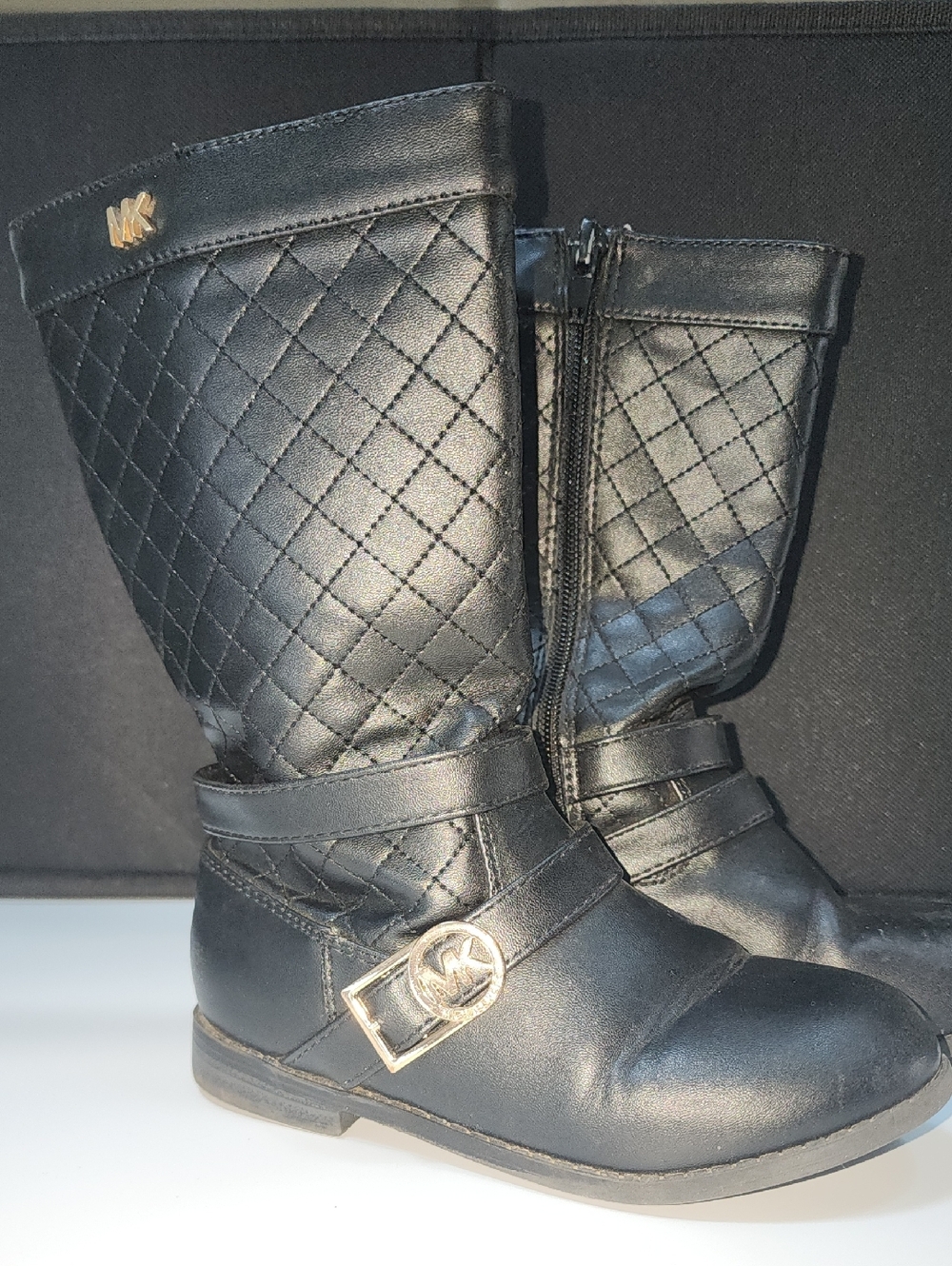 Michael Kors Quilted Black Girls Mid-Calf Boots Size 10 Childs